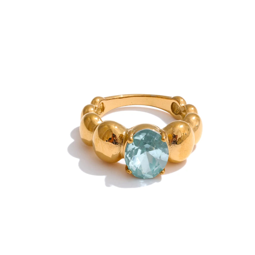 Isalene  6 / Gold Marina Gem Bubble Ring