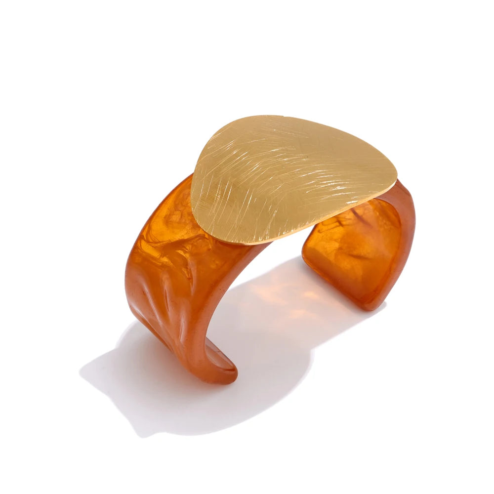 Isalene  Bracelets Amber & Gold Soleil Amber Cuff Bracelet
