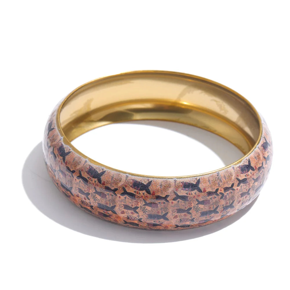 Isalene  Bracelets Blush Mosaic Vintage Floral Enamel Bangle