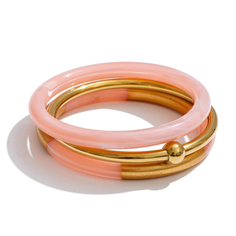 Isalene  Bracelets Blush Pink Sienna Resin Stack Bracelet