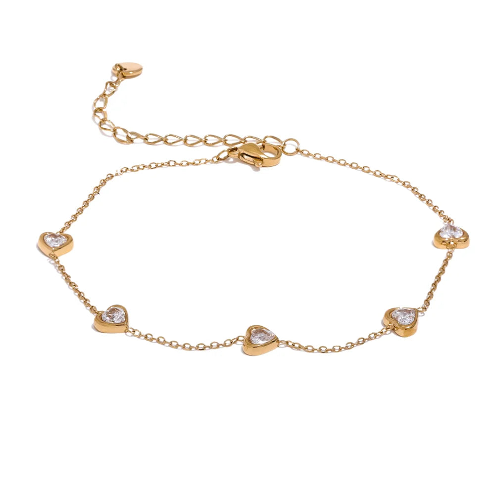Isalene  Bracelets Crystal Hearts Heart Charm Bracelet
