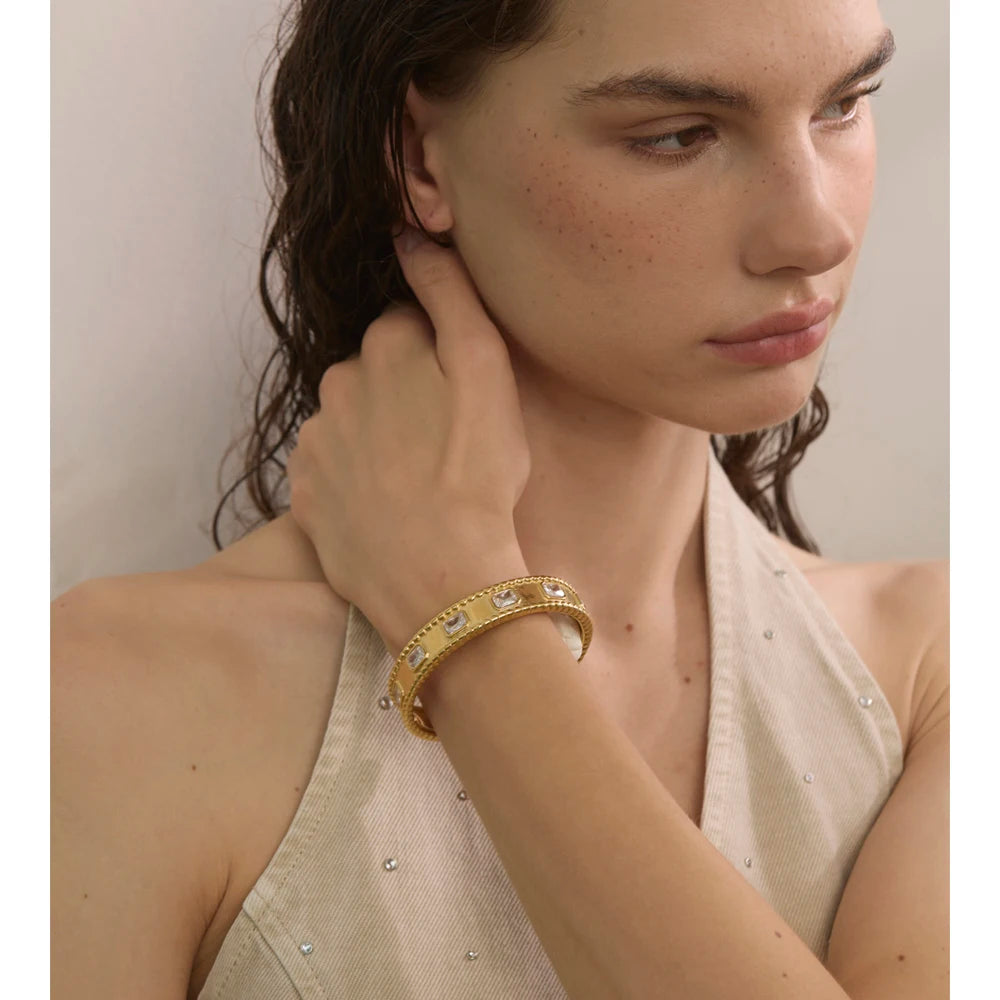 Isalene  Bracelets Faceted Frame Cuff