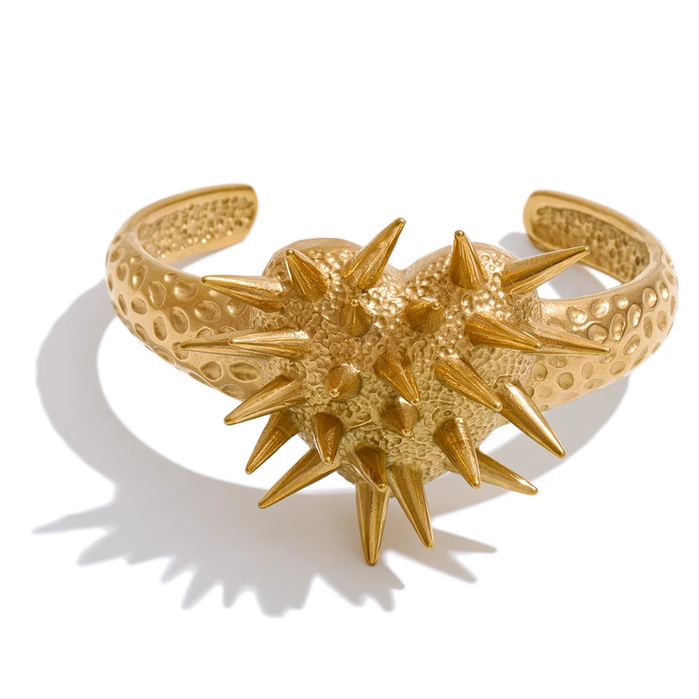 Isalene  Bracelets Gold Aurora Spiked Heart Cuff