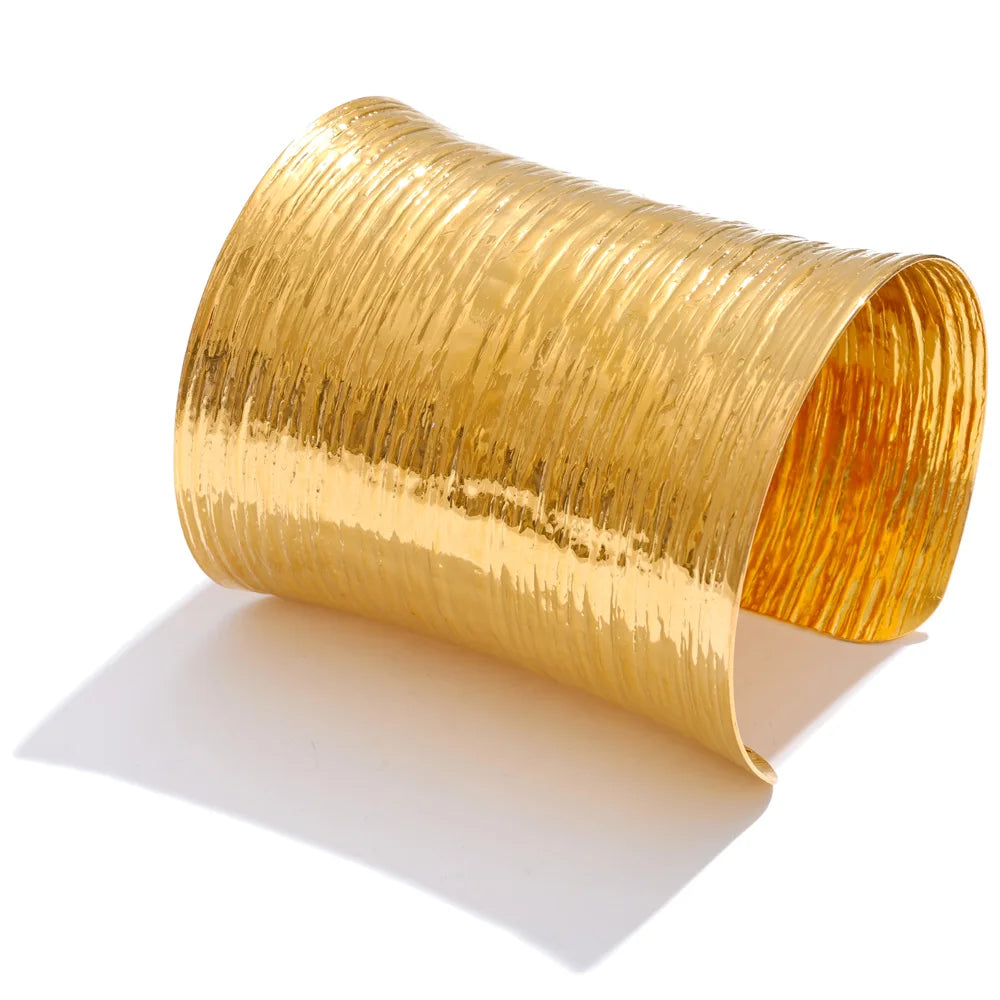 Isalene  Bracelets Gold Aurora Textured Cuff Bracelet
