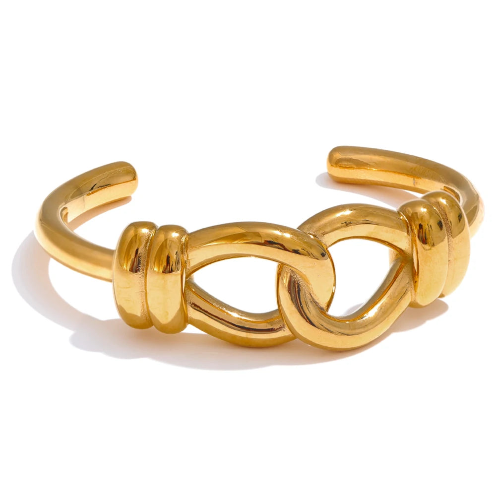 Isalene  Bracelets Gold Bold Link Cuff Bracelet