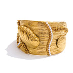 Isalene  Bracelets Gold Calypso Pearl Shell Cuff Bracelet