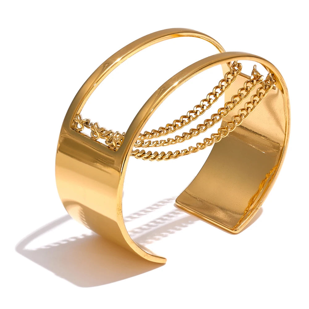 Isalene  Bracelets Gold Cascade Chain Cuff Bracelet