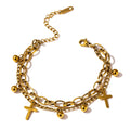 Isalene  Bracelets Gold Celeste Cross Charm Bracelet