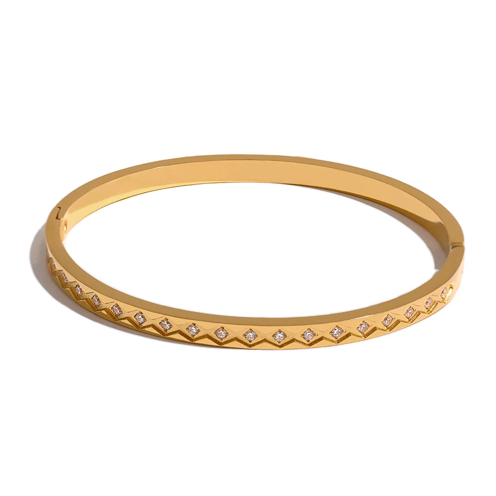 Isalene  Bracelets Gold Celeste Crystal Bangle Bracelet