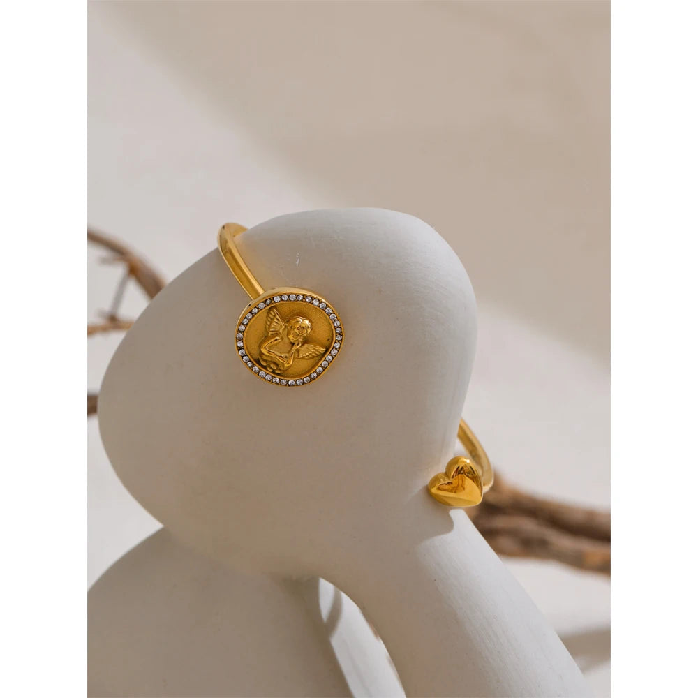 Isalene  Bracelets Gold Celestial Angel Cuff Bracelet