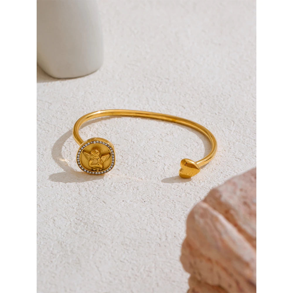 Isalene  Bracelets Gold Celestial Angel Cuff Bracelet