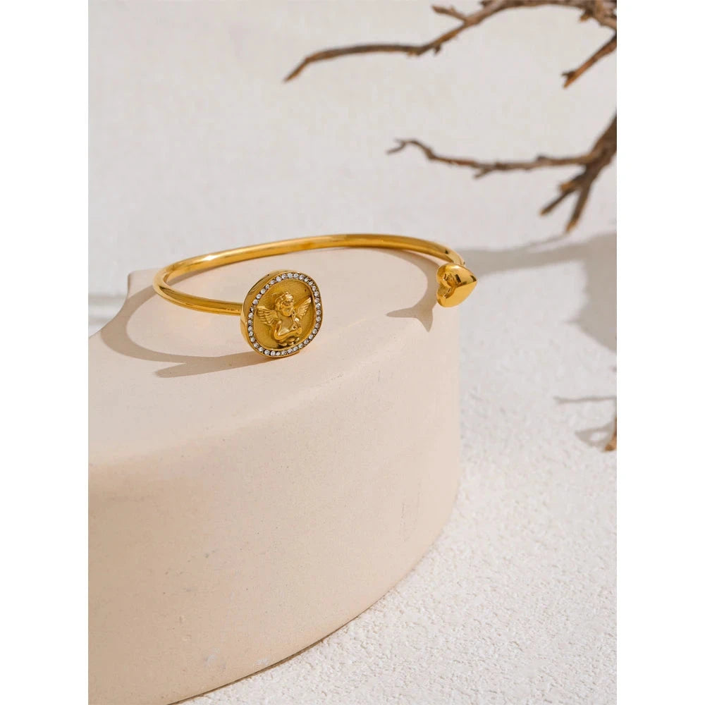 Isalene  Bracelets Gold Celestial Angel Cuff Bracelet
