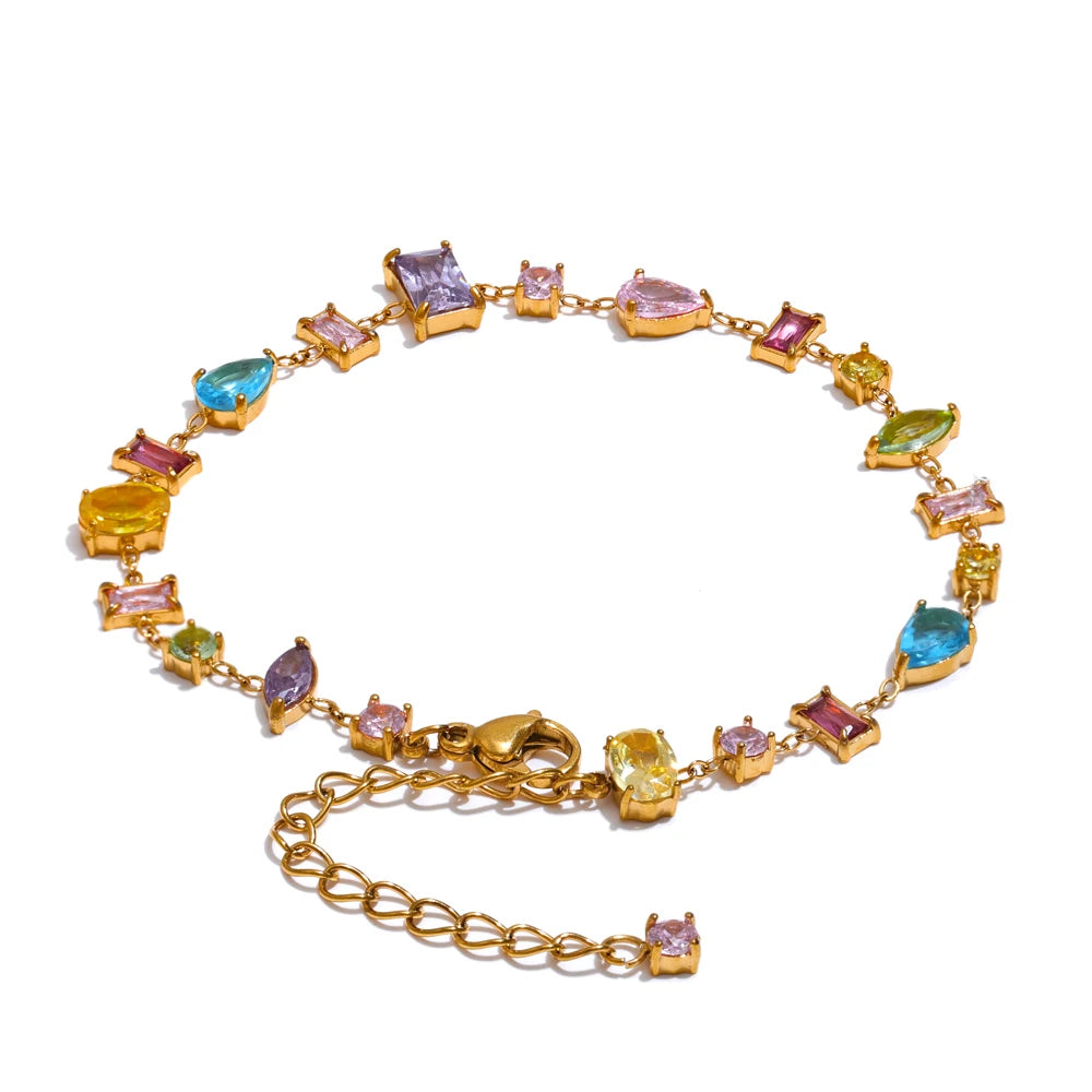Isalene  Bracelets Gold / Clear Kaleido Gem Chain Bracelet