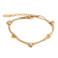 Isalene  Bracelets Gold Double Heart Chain Bracelet