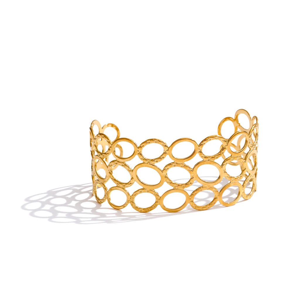 Isalene  Bracelets Gold Eclipse Circle Cuff Bracelet