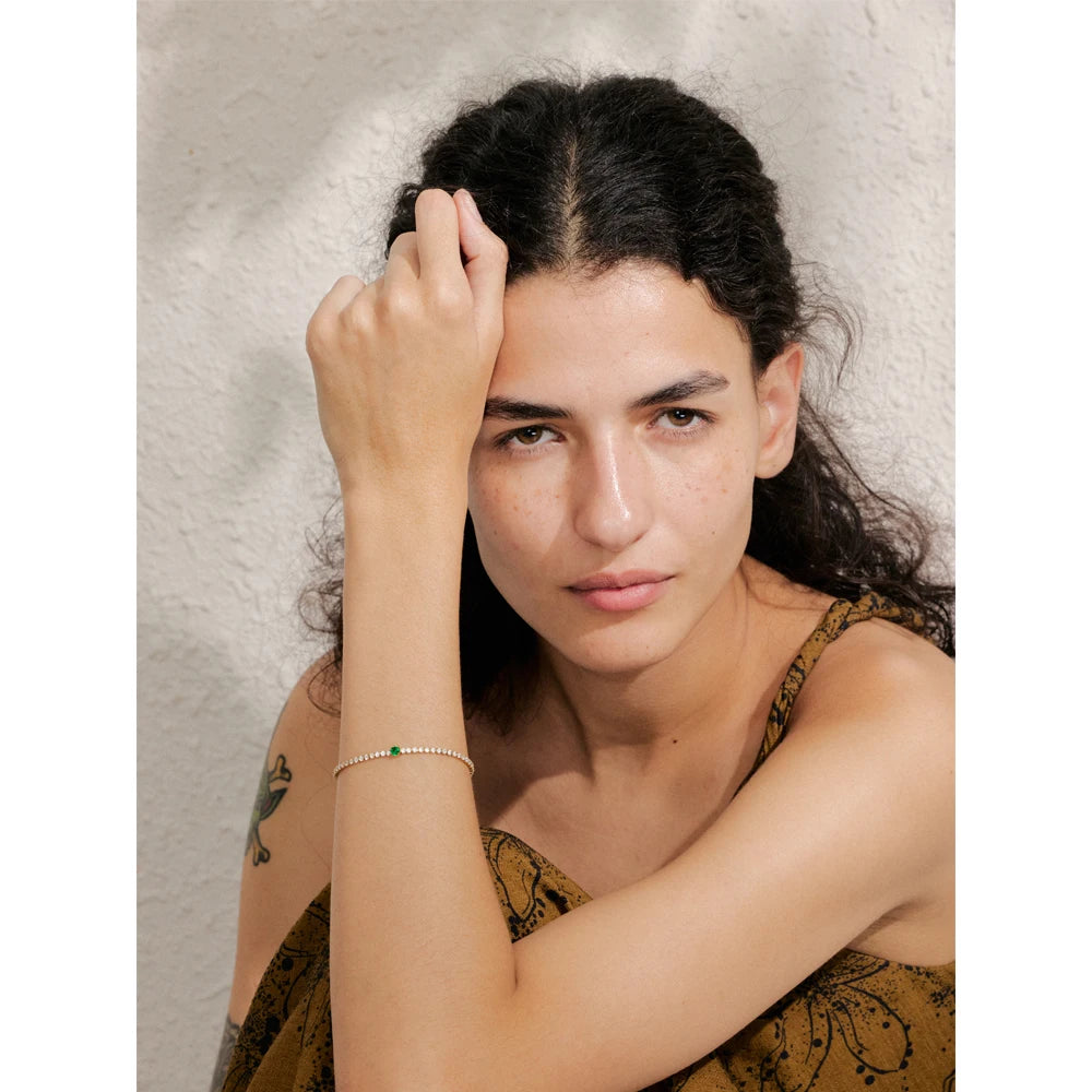 Isalene  Bracelets Gold Emerald Glow Tennis Bracelet