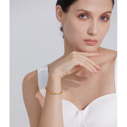 Isalene  Bracelets Gold Golden Wave Link Bracelet