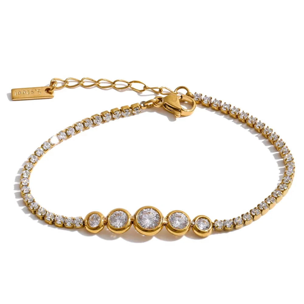 Isalene  Bracelets Gold Graduated Crystal Tennis Bracelet