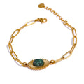 Isalene  Bracelets Gold / Green Verdant Sun Link Bracelet
