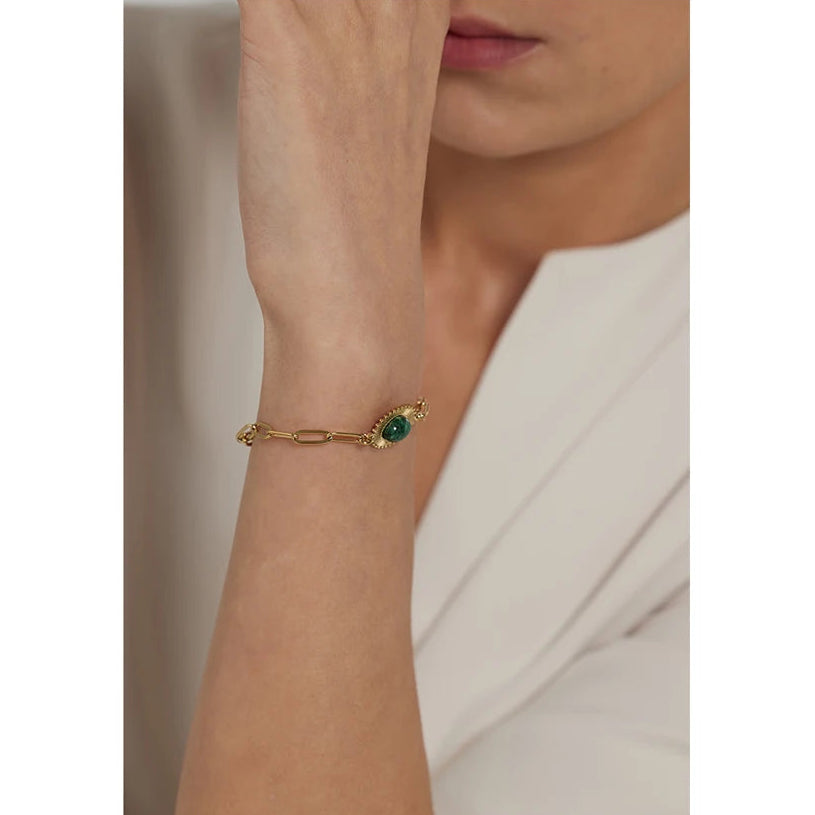 Isalene  Bracelets Gold / Green Verdant Sun Link Bracelet