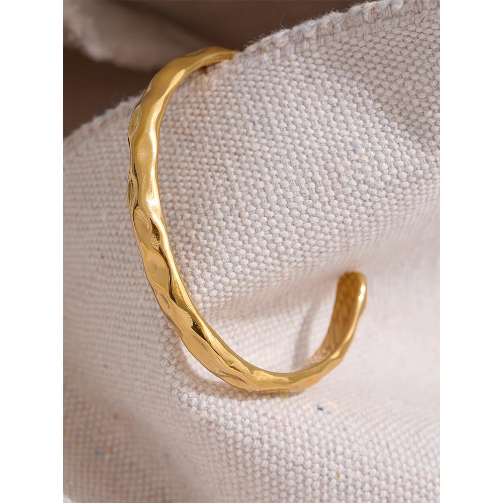 Isalene  Bracelets Gold Hammered Glow Cuff Bracelet