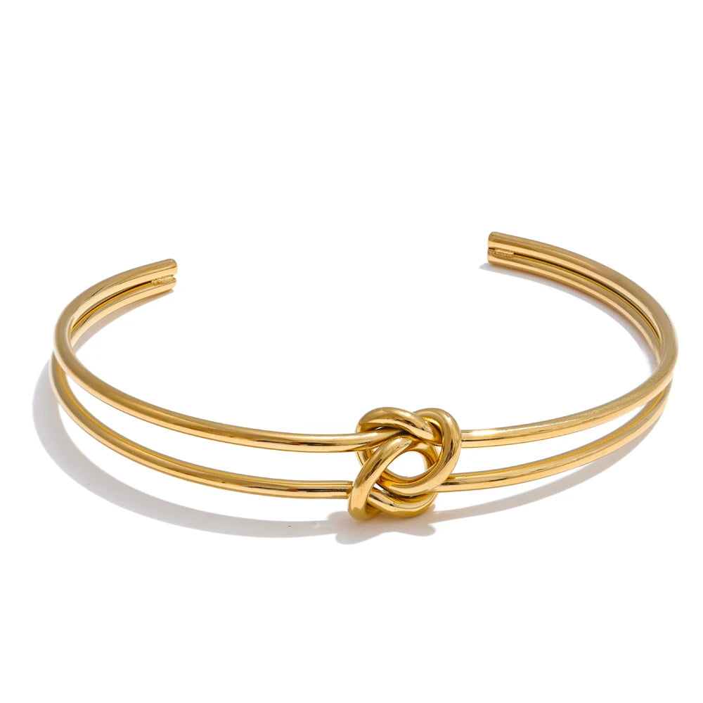 Isalene  Bracelets Gold Infinity Knot Cuff Bracelet