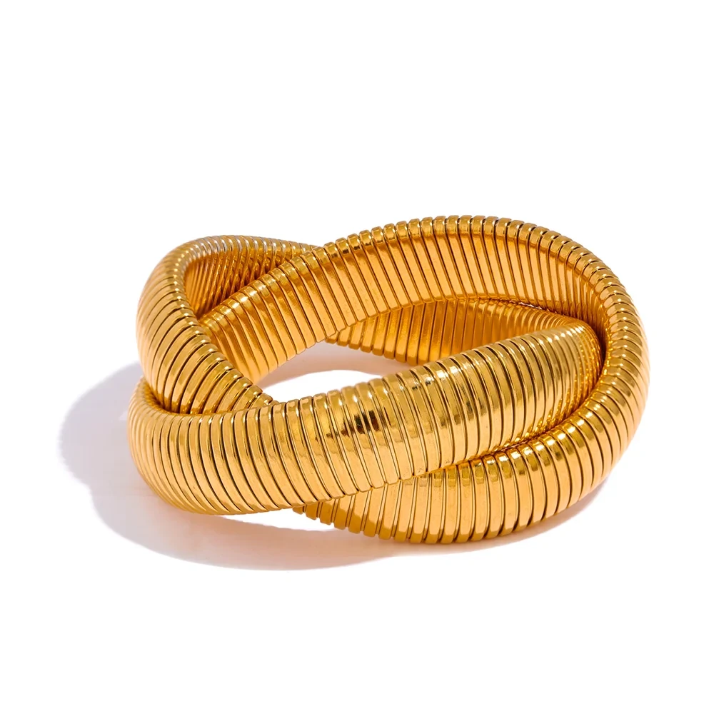 Isalene  Bracelets Gold Infinity Twist Cuff Bracelet