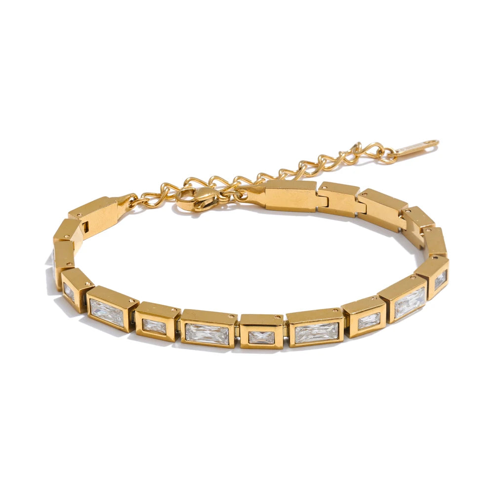 Isalene  Bracelets Gold Linear Facet Bracelet