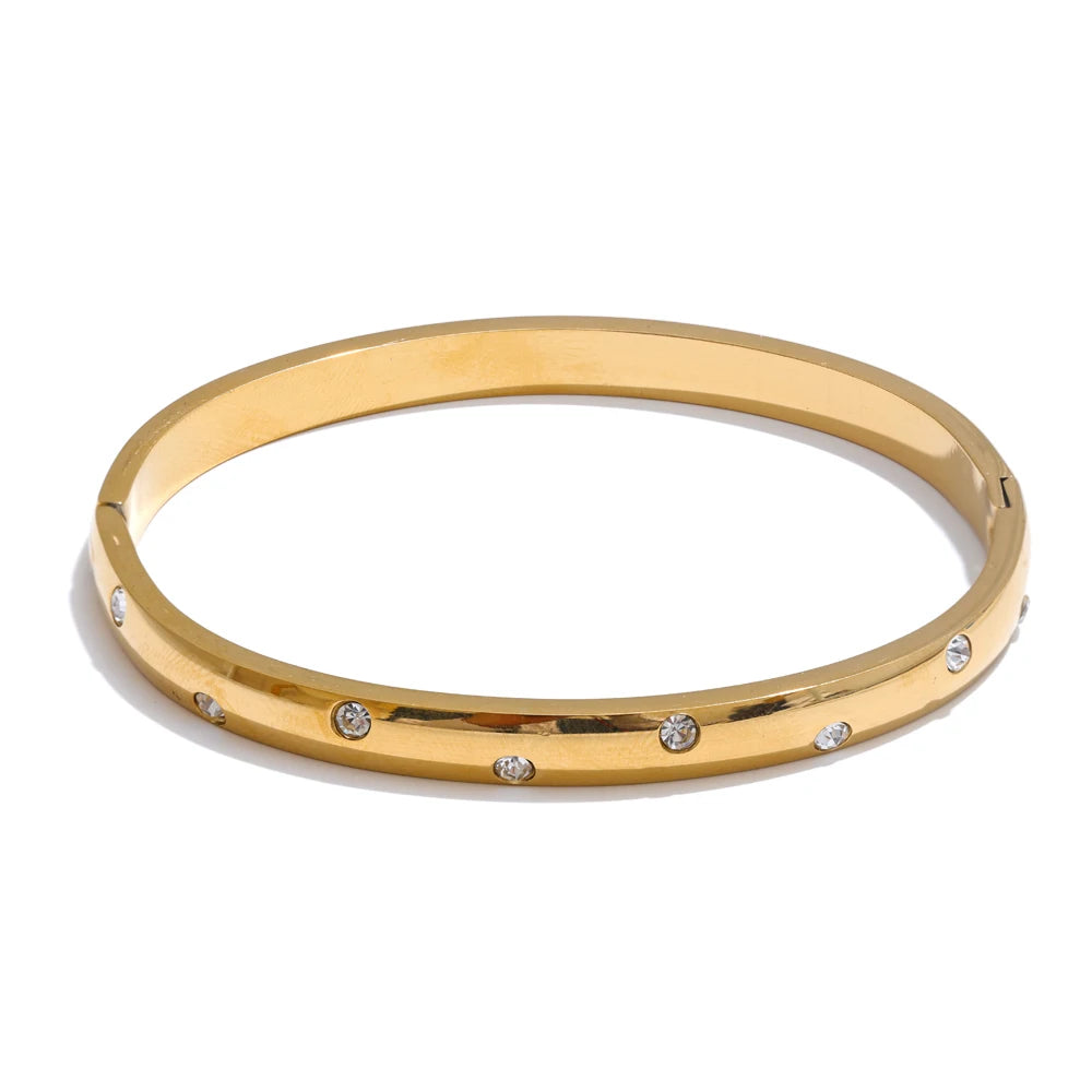 Isalene  Bracelets Gold Luna Crystal Bangle