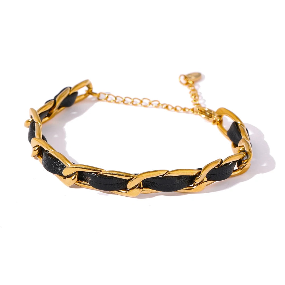 Isalene  Bracelets Gold Luna Woven Chain Bracelet