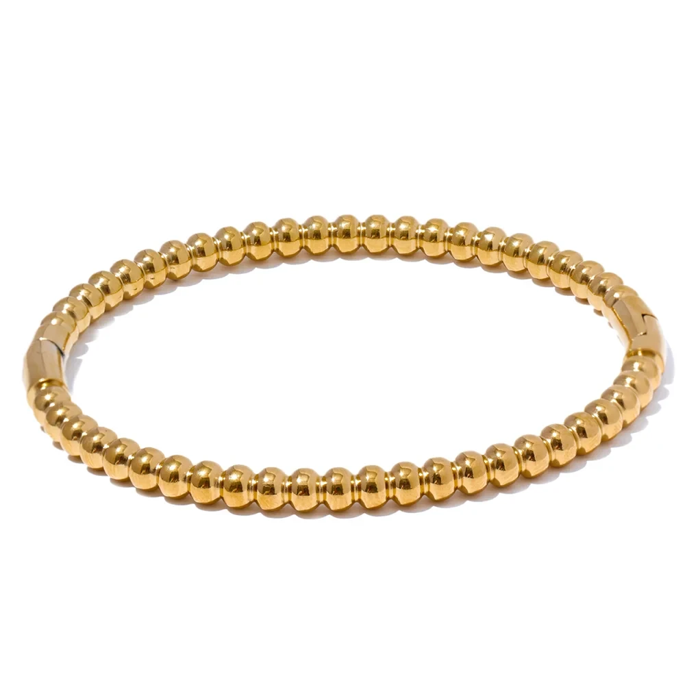 Isalene  Bracelets Gold Lyra Beaded Stretch Bracelet