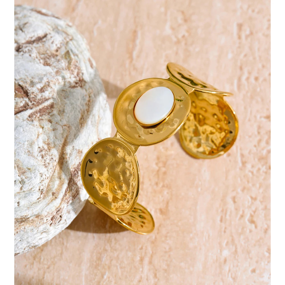 Isalene  Bracelets Gold Marais Pearl Statement Cuff