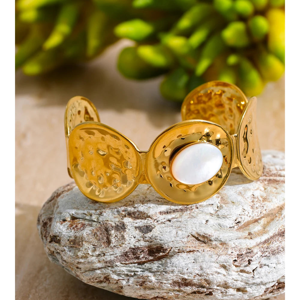 Isalene  Bracelets Gold Marais Pearl Statement Cuff