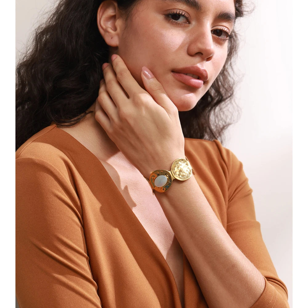 Isalene  Bracelets Gold Marais Pearl Statement Cuff