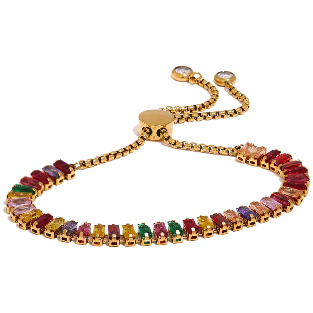 Isalene  Bracelets Gold / Multicolor Spectrum Line Slider Bracelet