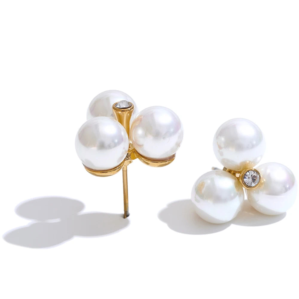 Isalene  Bracelets Gold Pearl Cluster Stud Earrings