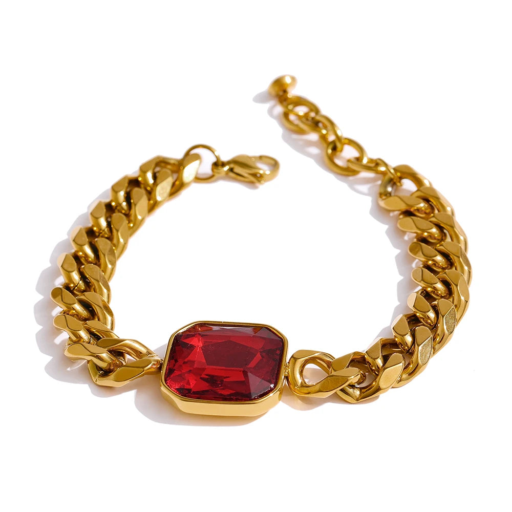 Isalene  Bracelets Gold / Red Vera Gem Chain Bracelet