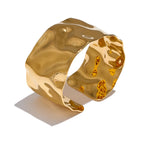 Isalene  Bracelets Gold Sculpted Wave Cuff Bracelet