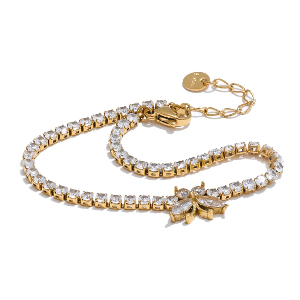 Isalene  Bracelets Gold Seraphina Crystal Butterfly Bracelet