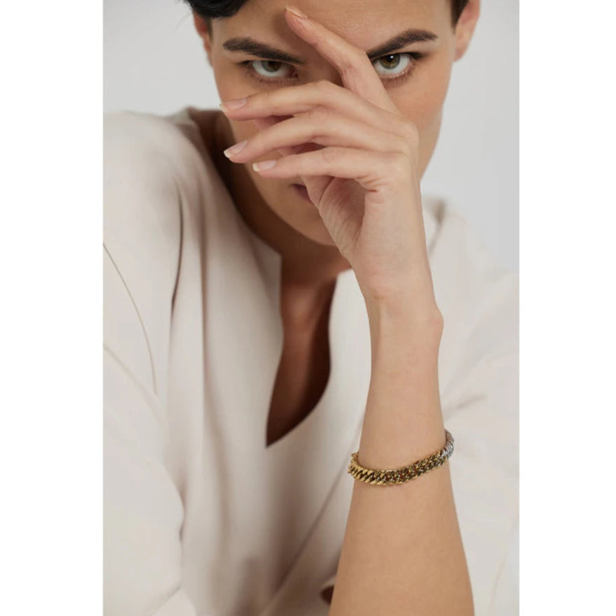 Isalene  Bracelets Gold & Silver Solara Duo Cuban Bracelet