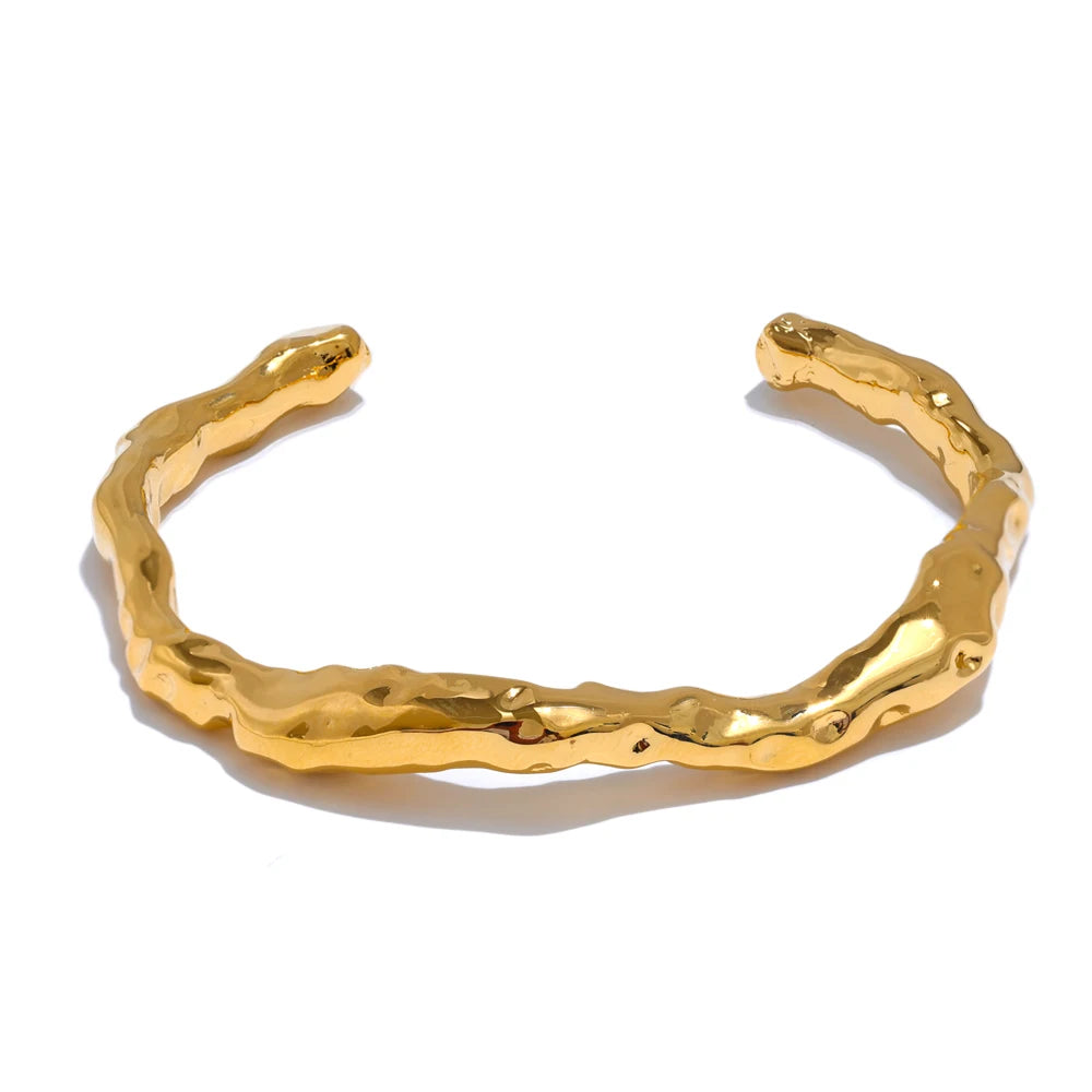 Isalene  Bracelets Gold Terra Hammered Cuff