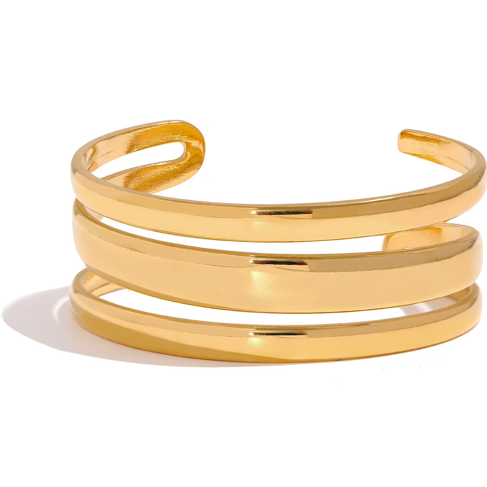 Isalene  Bracelets Gold Triple Arc Cuff