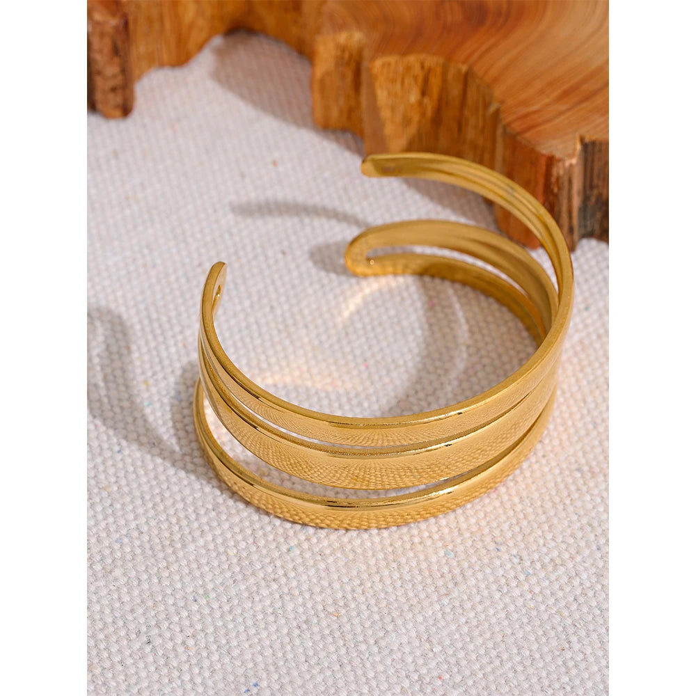Isalene  Bracelets Gold Triple Arc Cuff