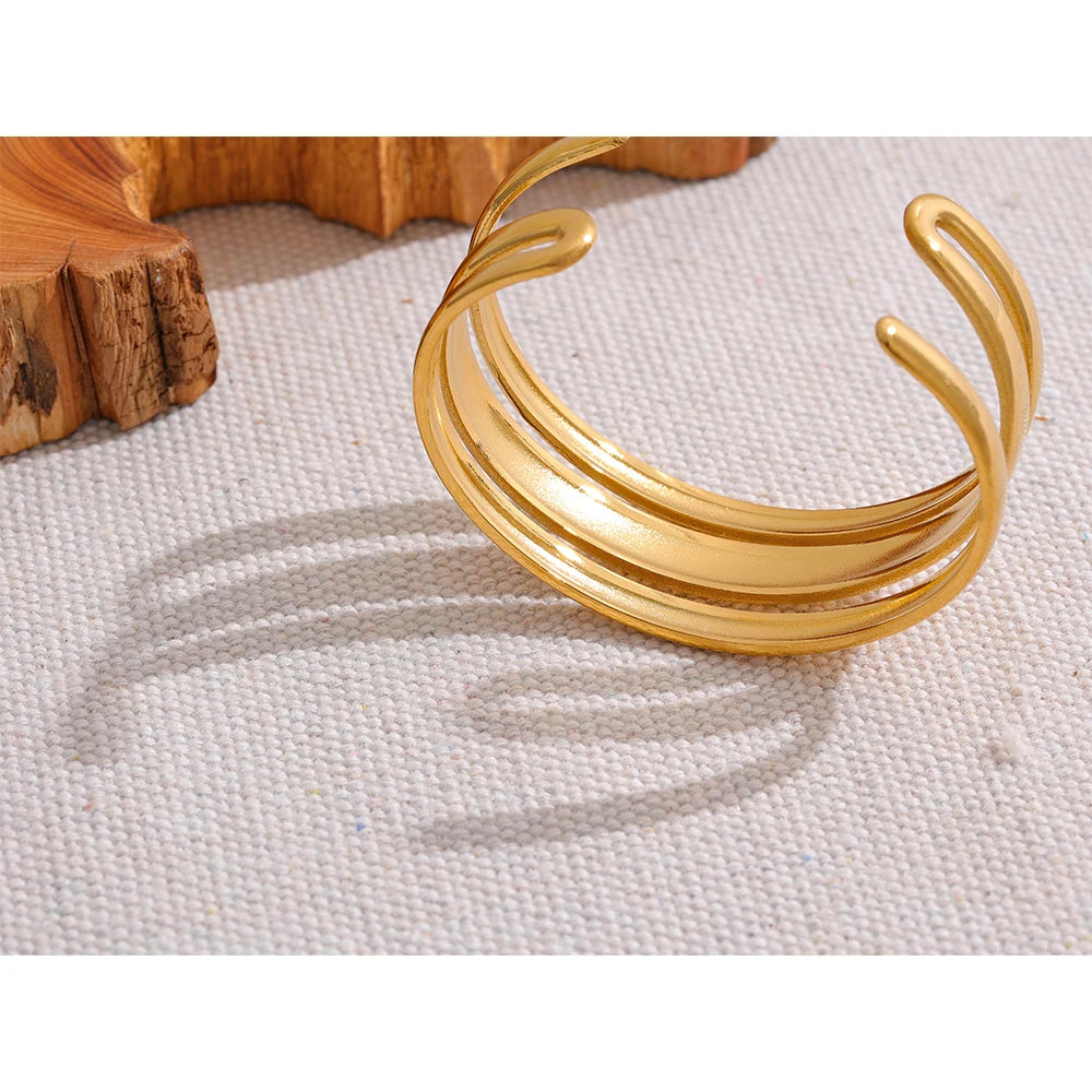 Isalene  Bracelets Gold Triple Arc Cuff