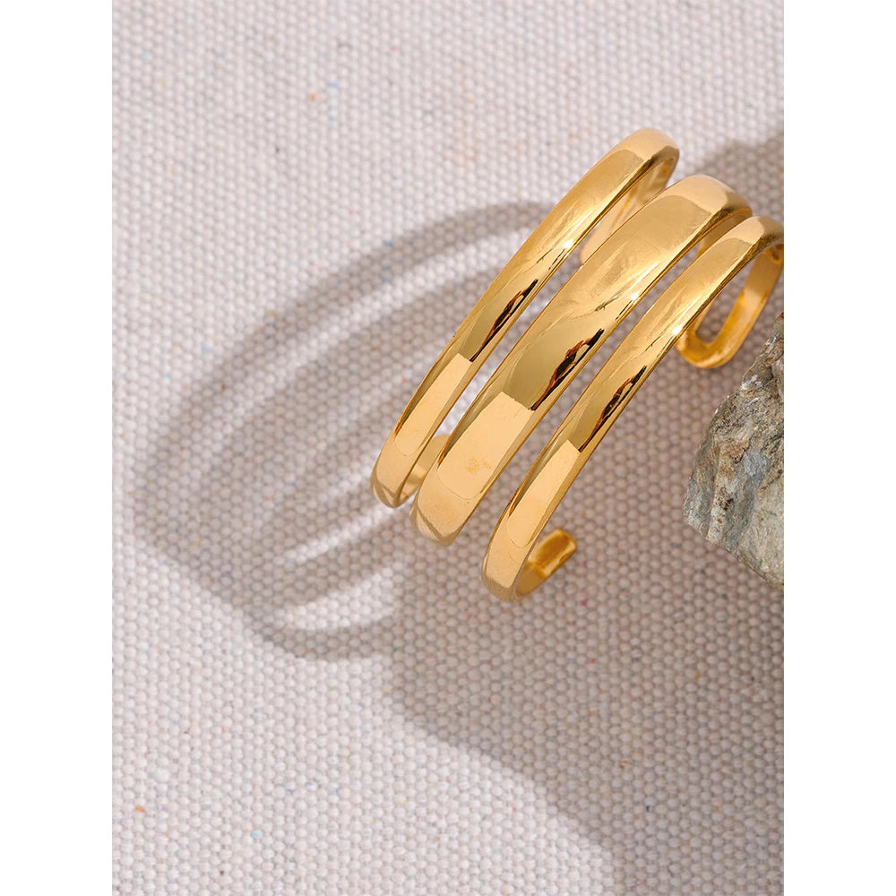 Isalene  Bracelets Gold Triple Arc Cuff