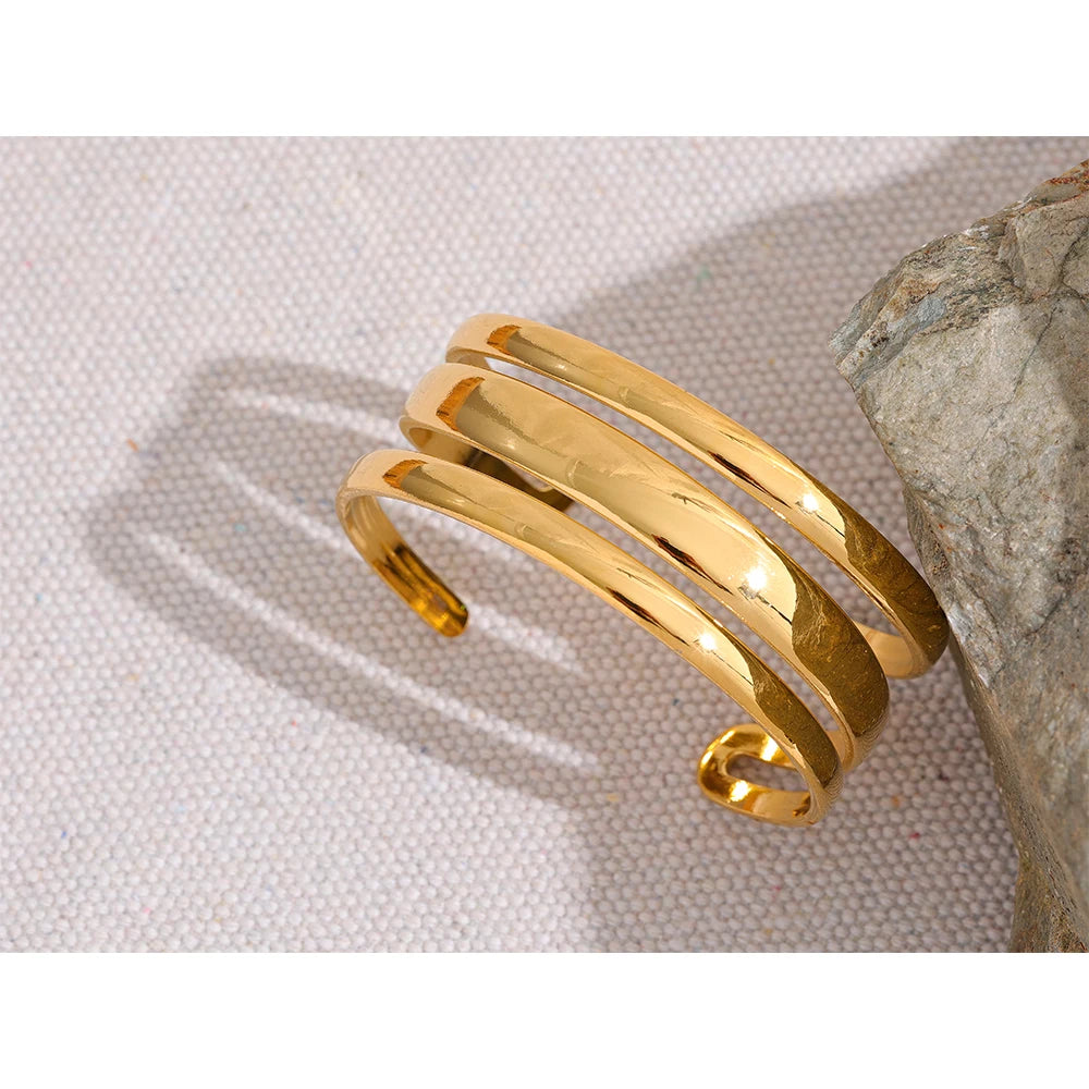 Isalene  Bracelets Gold Triple Arc Cuff