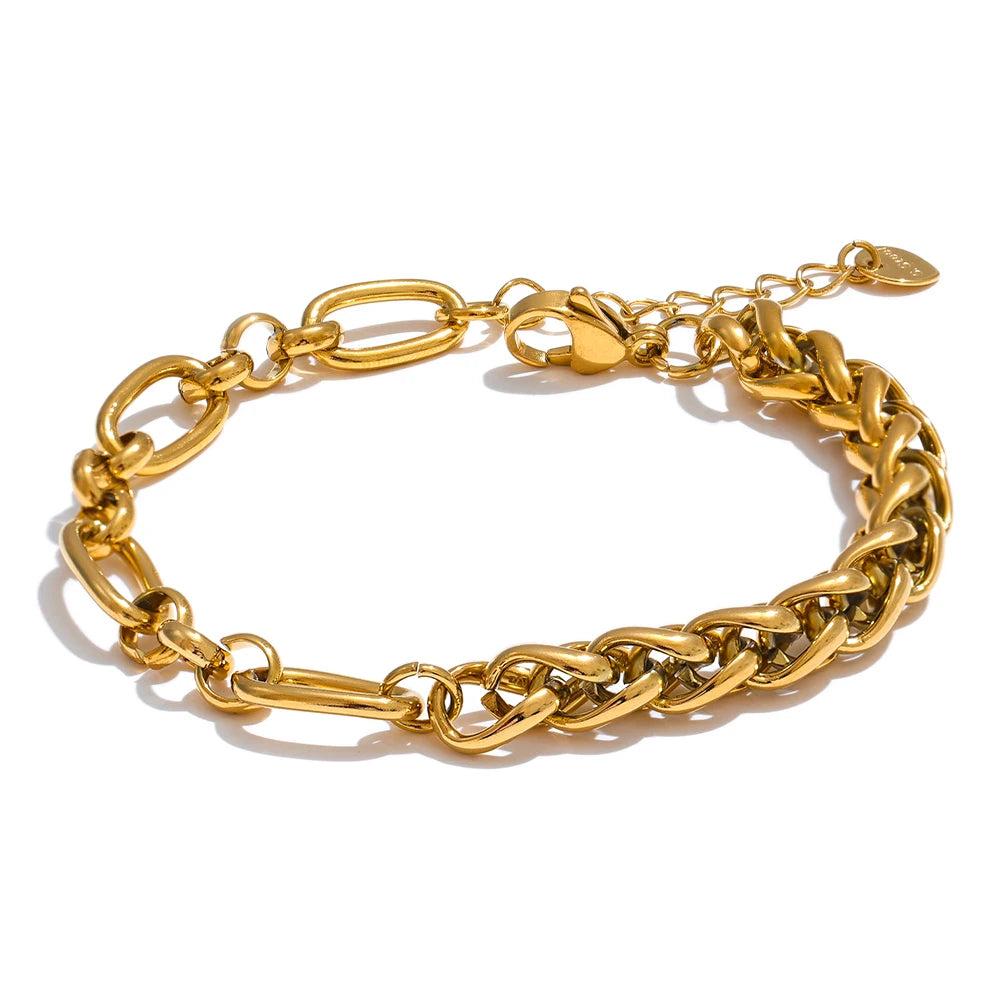Isalene  Bracelets Gold Twist Link Chain Bracelet