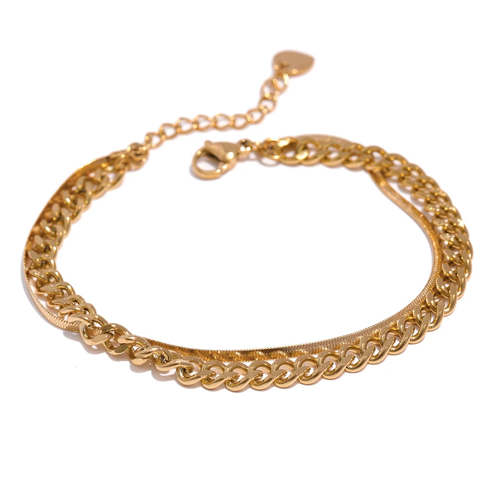 Isalene  Bracelets Gold Twist & Shine Layered Chain Bracelet