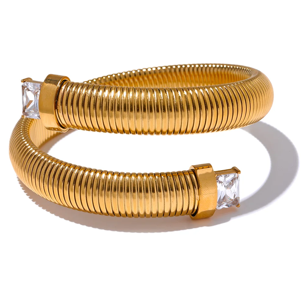 Isalene  Bracelets Gold / White Serpent Glow Cuff