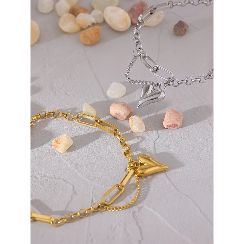 Isalene  Bracelets Linked Heart Charm Bracelet